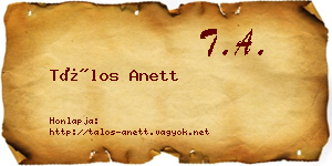 Tálos Anett névjegykártya